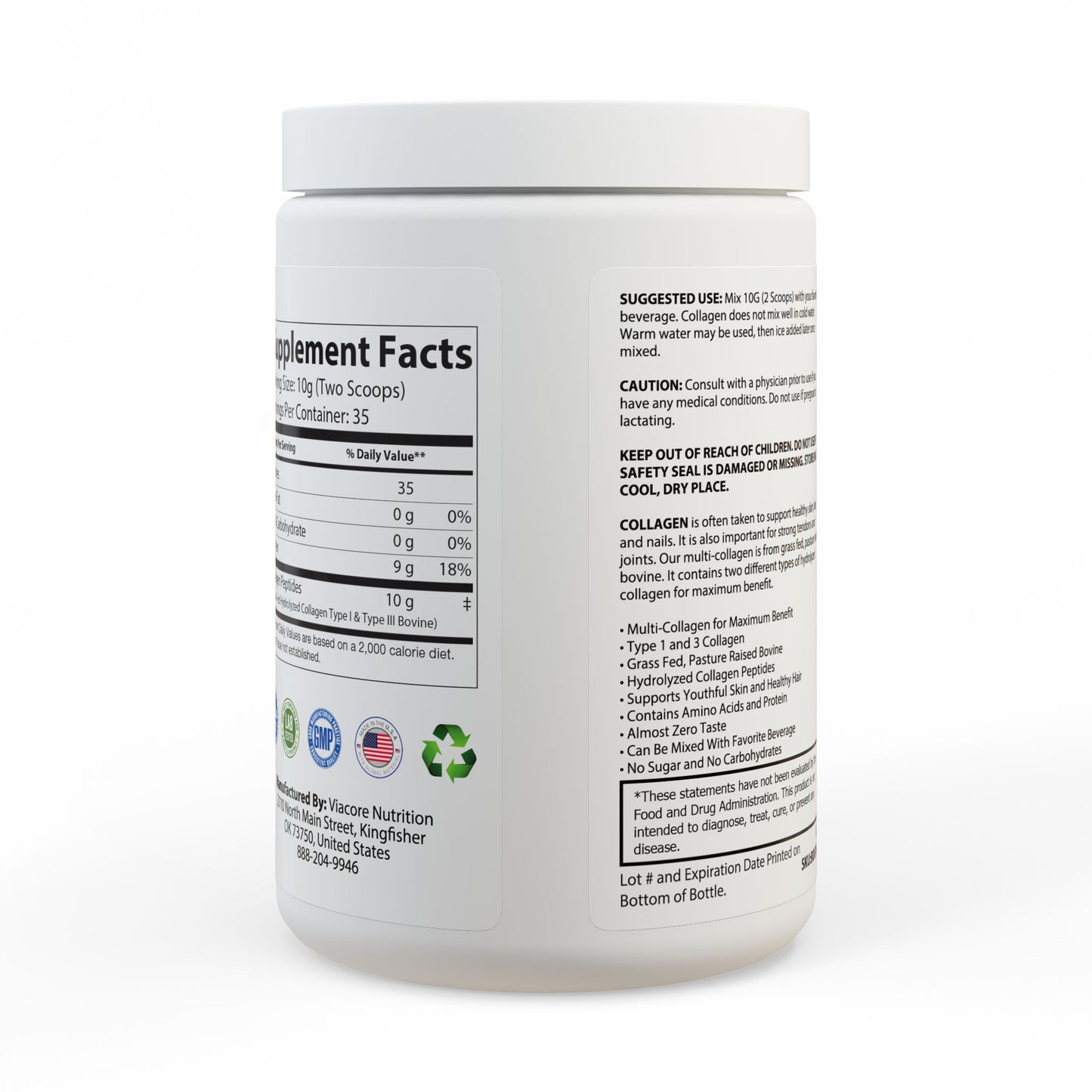 Grass-Fed Collagen Peptides Supplement – Type I & III for Hair, Skin, Nails & Joints (350g, 12.3oz)
