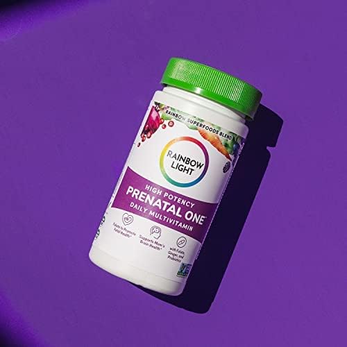 Rainbow Light High-Potency Prenatal One Multivitamin, Prenatal Health Multivitamin Supports Mom's Health and Baby's Development, With Vitamin C, Vegan, 60 Count