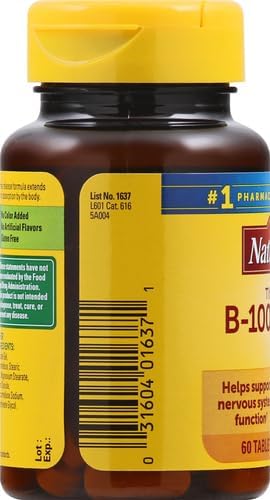 Nature Made Time Release Vitamin B-100 High Potency B Complex, Dietary Supplement for Nervous System Function Support, 60 Time Release Tablets, 60 Day Supply