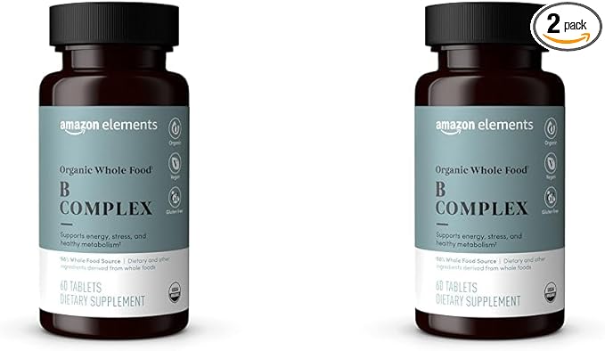Amazon Elements Organic Whole Food B Complex, 60 Tablets (Pack of 2)