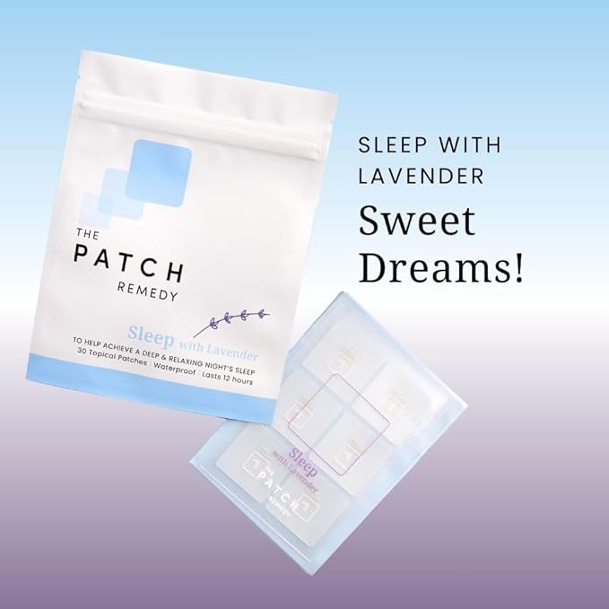 The Patch Remedy Sleep Patches with Lavender - 30 Topical Patches for Better Sleep with Magnesium Glycinate, Valerian Root Extract, Passionflower & Hops, Waterproof, 12 Hours, Transdermal Support