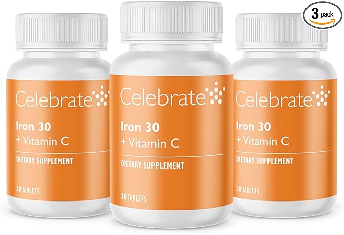 Celebrate Vitamins Bariatric Iron with Vitamin C Non-Chewable Tablets, 30 mg Iron - 90 Count