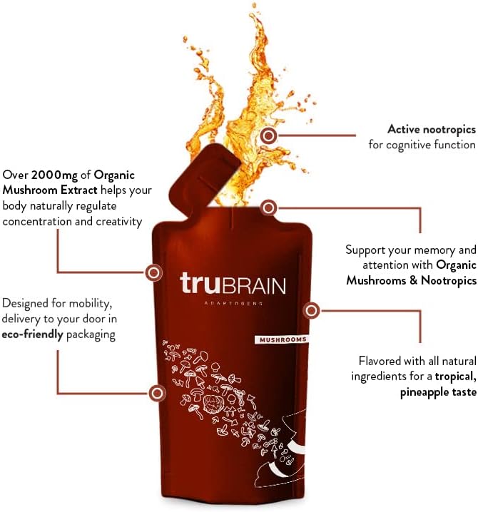TruBrain Drinks â Nootropic Brain Food Designed by Neuroscientists to Boost Mental Output & Improve Memory Nootropic Supplement