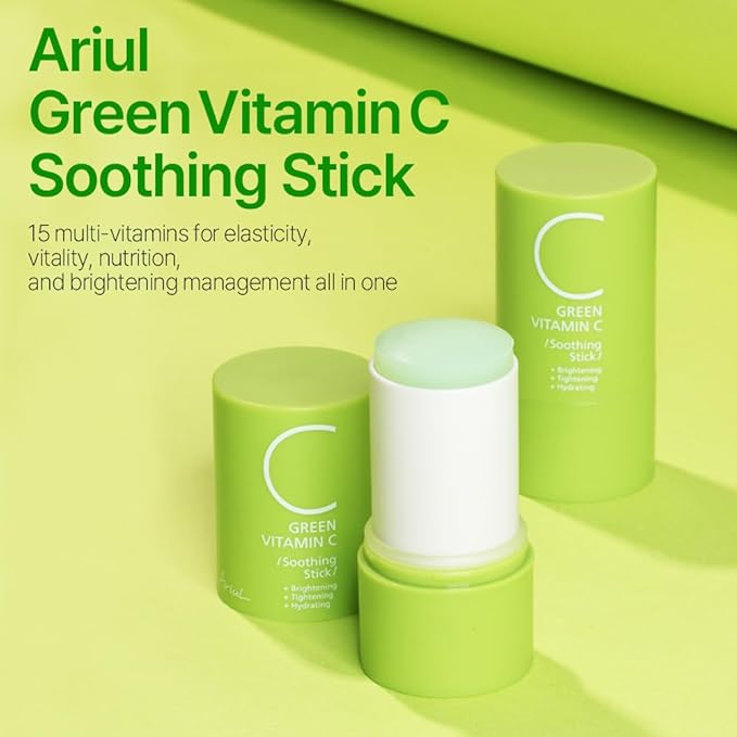 Ariul Green Vitamin C Soothing Stick, 15 Multi-Vitamins, Artificial Colorant-FREE, Ceramide NP, Pantothenol, Morus root extract, Water Essence 80% (24g/0.8oz)