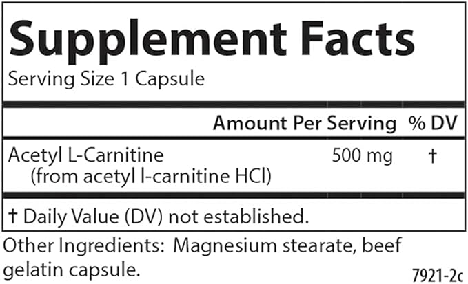 Carlson Labs Acetyl L-Carnitine, 500mg, 120 Capsules