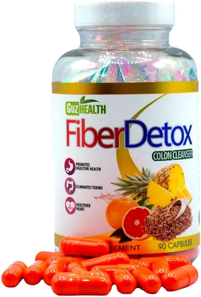 Colon Cleanser Fiber Detox Eliminate Toxins, Constipation Relief, Improve Digestion 90 Capsules - 30 Day Supply