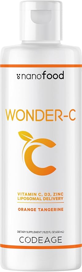Codeage Liquid Vitamin C 1000mg, Vitamins D3, E & Zinc, Rose HIPS, Quercetin, Echinacea, Vegan Liposomal Vitamin C Supplement, Non-GMO - 15.22 fl oz
