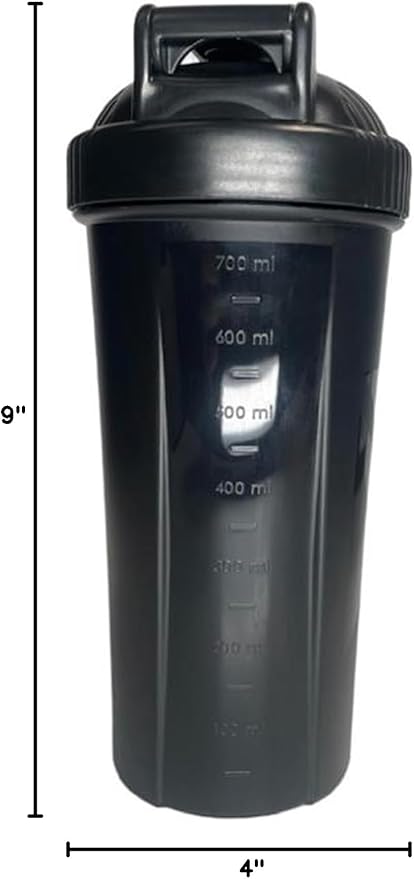 Classic Shaker Bottle for Protein Shakes Pre Workout and Supplements Plastic Whisk for that Perfect Mix Every Time | 28-Ounce | Black (1-Pack)