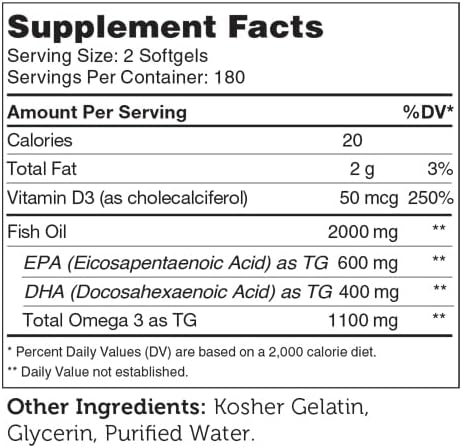 Zahler Omega 3 with Vitamin D - Omega D3 Fish Oil with Vitamin D3, 600 mg of EPA and 400 mg of DHA - Kosher Omega 3 Supplement for Women and Men - Omega 3 Fish Oil 2000mg per Serving (360 Softgels)