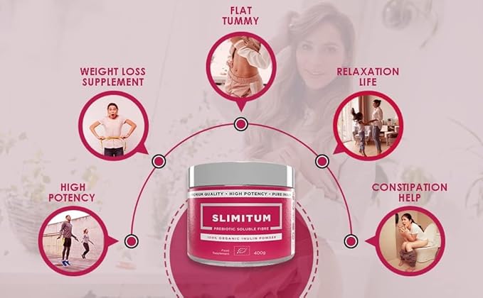 SLIMITUM Organic Inulin Powder (Agave) - 01 Pack Inulin Prebiotic Fiber for Colon and Gut Health, Premium Quality, Intestinal Support - 400g