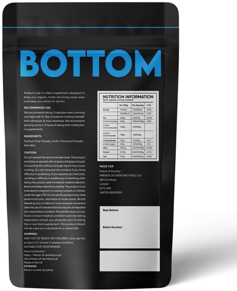 Bottom Fiber Supplement for Effortless Prep Time - Helps Promote Digestive Regularity - Psyllium Husk Based - for Men Who Bottom, Vegan Capsules