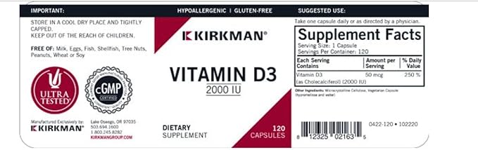 Vitamin D-3 2000 IU Capsules - Hypo - 120 ct