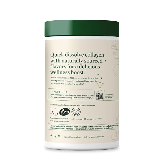 Great Lakes Wellness Collagen Peptides Powder for Skin, Hair, Nails, Joints & Digestion - Chocolate Flavored - Quick Dissolve Hydrolyzed, Non-GMO, Kosher - 10 oz - Packaging May Vary