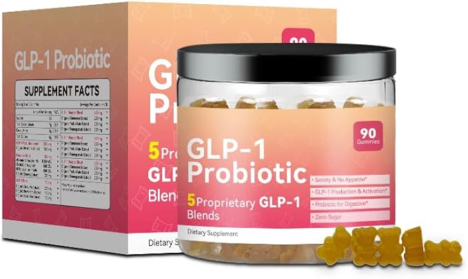 GLP-1 Gummies | GLP-1 Supplement, Berberine, Fiber Support GLP-1 Naturally, GLP-1 Probiotic Gummies for Adult, Zero-Sugar, Pineapple Flavor(1PACK)