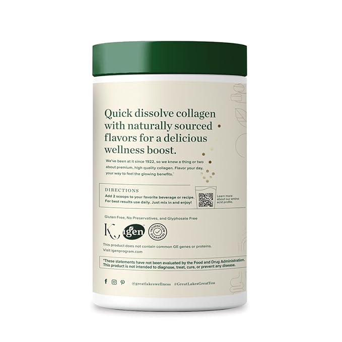 Great Lakes Wellness Collagen Peptides Powder for Skin, Hair, Nails, Joints & Digestion - Vanilla Flavored - Quick Dissolve Hydrolyzed, Non-GMO, Kosher - 10 oz - Packaging May Vary