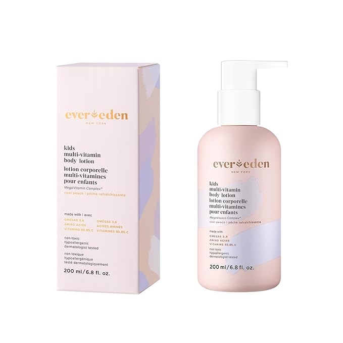 Evereden Kids Multi-Vitamin Body Lotion (6.8 fl.oz., Cool Peach): Gentle & Non-Toxic Moisturizing Kids Lotion | Nourishing & Protective Lotion for Kids