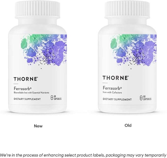 THORNE Ferrasorb - 36 mg Iron with Essential Nutrients - Complete Blood Support Formula - Elemental Iron, Folate, B and C Vitamins for Optimal Absorption - Gluten-Free - 60 Capsules