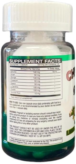 Chupa Panza Normal 30 Cap 100 Natural Capsulas de Jengibre, Elimina Tallas!,30 Count (Pack of 1)