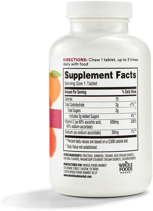 365 by Whole Foods Market, Vitamin C Chewable 500Mg, 100 Tablets