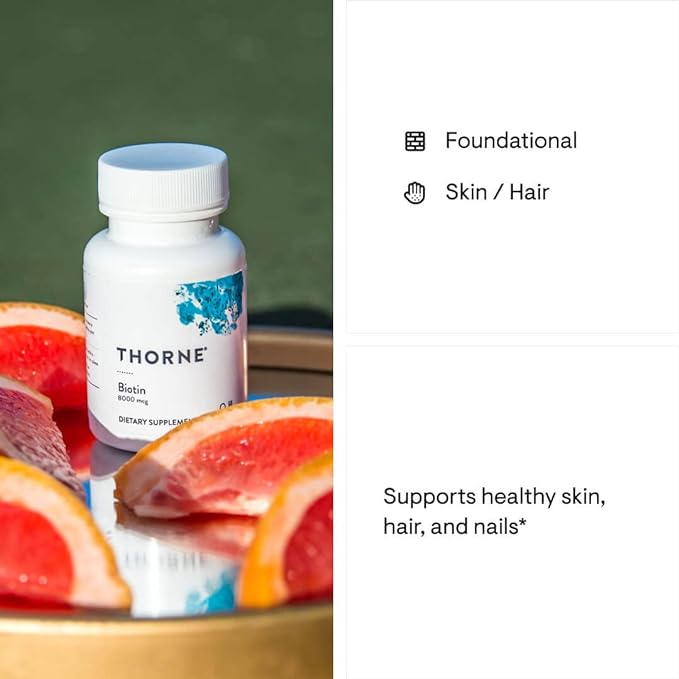 THORNE Biotin - Vitamin B7 (Biotin) for Healthy Hair, Nails, and Skin - 60 Capsules