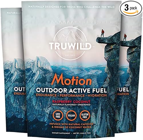TruWild Motion - 3 Pack, All Natural Plant Based Vegan Pre Workout Powder for Men & Women, Clean Energy Supplement with Electrolytes, Increased VO2 Max, No Chemicals, Fillers or Synthetic Stimulants