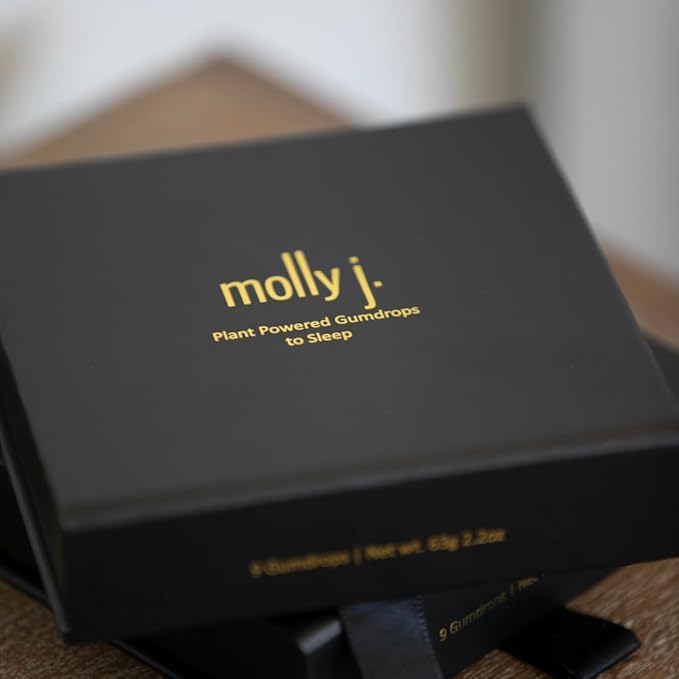 Molly J. Sleep Gumdrops – 5mg Melatonin Gummies with Magnesium & GABA – Plant-Powered, Sleep Gummies Packed in a Luxury Gift Box – Pack of 9 Gumdrops