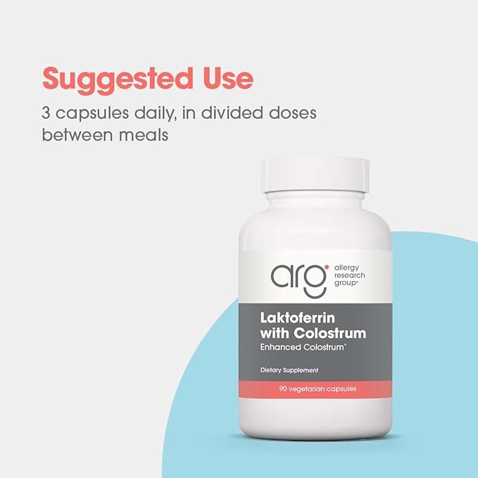 Allergy Research Group Laktoferrin with Colostrum Supplement - Lactoferrin, Bovine Colostrum, Immunoglobulin, Lysozyme, IgG, IGA, IgM, Vegetable Capsules - 90 Count