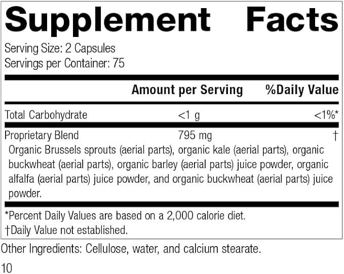 Standard Process SP Green Food - Whole Food Metabolism, Cholesterol, Toxin, and Liver Support with Alfalfa, Buckwheat, Barley, Brussels Sprouts, and Kale - Vegetarian, Gluten Free - 150 Capsules