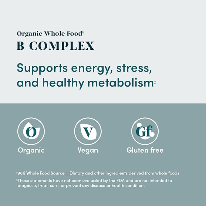 Amazon Elements Organic Whole Food B Complex, 60 Tablets (Pack of 2)