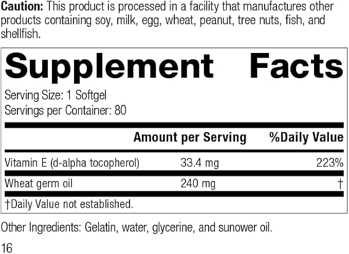 Standard Process Wheat Germ Oil Fortified - Whole Food Exercise, Antioxidant and Immune Support with Vitamin E and Wheat Germ Oil - 80 Softgels