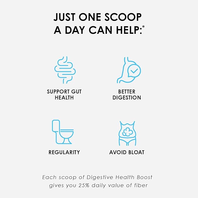 BODi Digestive Health Boost Fiber Supplement - Supports Gut Health & Regularity - Chicory Root, Pea Fiber, Psyllium Husk - Heart Health Benefits with Chia & Flaxseed, 7g Fiber per Serving, 20 Servings