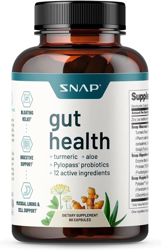 Snap Supplements Gut Health Supplements for Men and Women, Prebiotics and Probiotics for Digestive Health, Leaky Gut Repair Supplements, Gut Cleanse, Gut Repair, Digestive Probiotic (60 Capsules)
