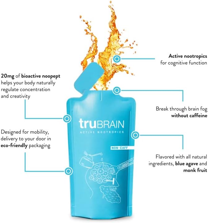 TruBrain Drinks – Nootropic Brain Food Designed by Neuroscientists to Boost Mental Output & Improve Memory Nootropic Supplement