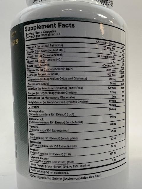 NEW AGE Selenium, Zinc, Iodine, L Tyrosine, Ashwagandha - Supplement for Women and Men with Bladderwrack, Turmeric, Silica Kelp, Schisandra - 120 Count