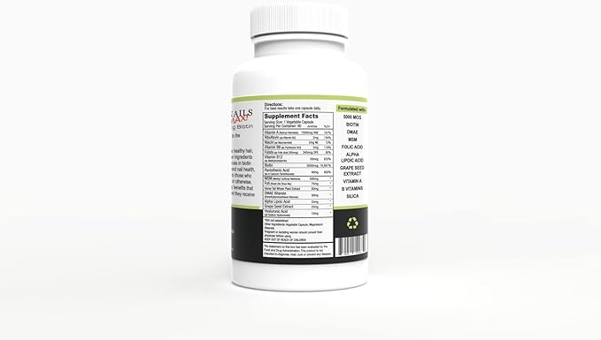 Wellgenix Purvana Max Hair, Skin, & Nails Vitamin Capsules, Double Strength Biotin 5000MCG, Fo-Ti Root, VIT A & B, Folic Acid (2 Pack)