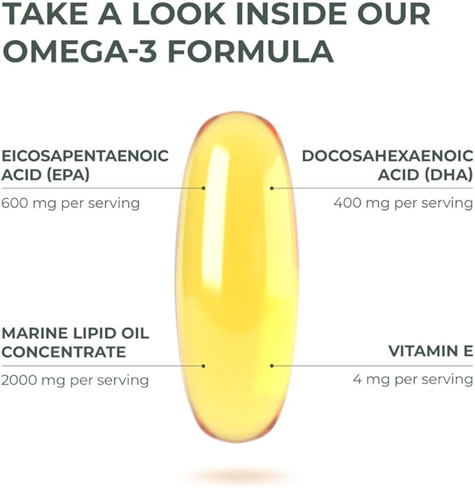 Primal Harvest Omega 3 Fish Oil Supplements, 30 Servings Soft Gels Capsules w/ 1000mg EPA + DHA Supplements, No Fishy Burps Non-GMO Omega 3 Fatty Acid