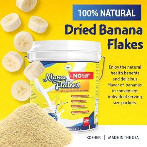Nana Flakes 100% Pure Banana Flakes Medical Food Powder - Decrease Fat Intake & Natural Remedy for Diarrhea & Heart Burn - Great Source of Protein & Fiber (Banana, Four Pound Tub)