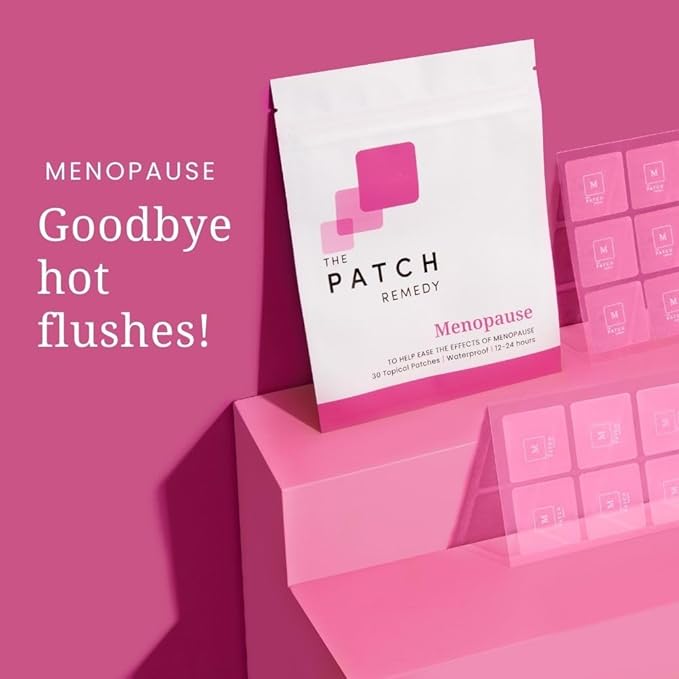 The Patch Remedy Menopause Patches - 30 Topical Menopause Relief for Women, Natural Hot Flash, Mood Support with Transdermal Gotu Kola, Damiana, Black Cohosh, Valerian, Skull Cap, Oat Seed, Ginger