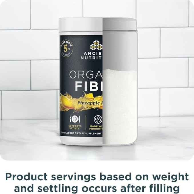 Ancient Nutrition Organic Fiber Powder, Pineapple Mango, Soluble Fiber from Acacia & Konjac Root, Supports Digestive Health, Reduces Bloating, 13.5 oz