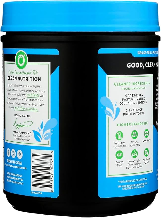 Orgain Keto Collagen Protein Powder, Chocolate - 10g Grass Fed Hydrolyzed Collagen Peptides for Women & Men, Type I & III, 5g MCT Oil - Hair, Skin, Nail, & Joint Support, Non-GMO, Gluten Free - 0.88lb