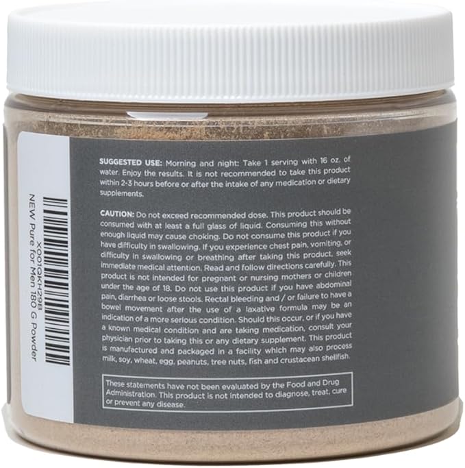 Pure for Men Original Cleanliness Stay Ready Fiber Supplement Powder | Helps Promote Digestive Regularity | Psyllium Husk, Aloe Vera, Chia Seeds, Flaxseeds | Proprietary Formula | 180 gm Vegan Blend