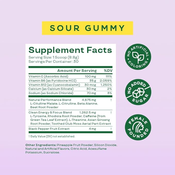 Bloom Nutrition High Energy Pre Workout Powder, Amino Energy with Beta Alanine, Ginseng & L Tyrosine, Natural Caffeine Powder from Green Tea Extract, Sugar Free & Keto Drink Mix (Sour Gummy)