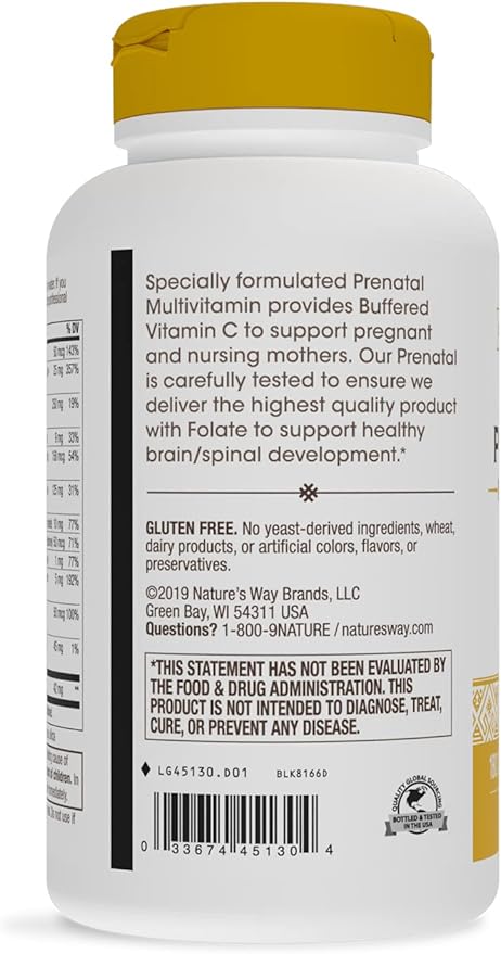 Nature's Way Prenatal Multivitamin, with folate for Healthy Brain and Spinal Development*, 180 Capsules