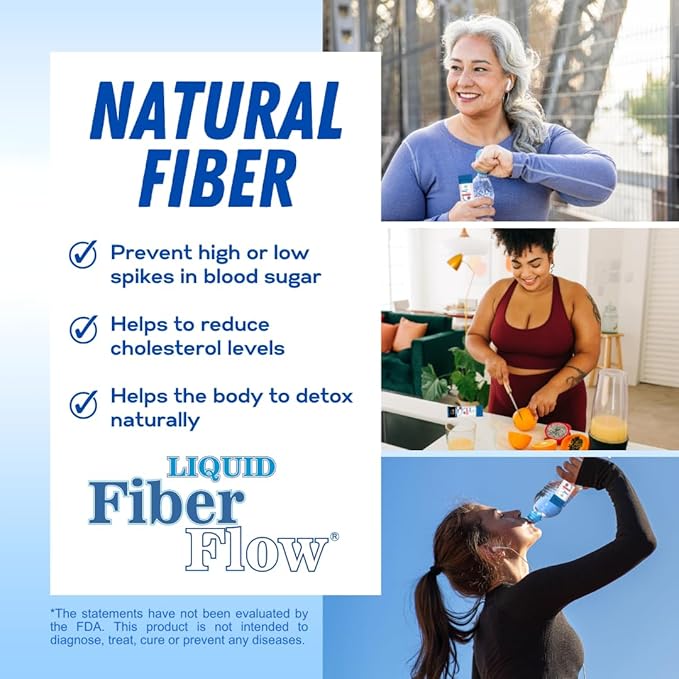 Nutritional Designs Liquid Fiber Flow Sugar-Free Prebiotic Inulin Fiber Supplement, All Natural Bowel Regularity Drink for Healthy Intestinal Balance, 100 Packets