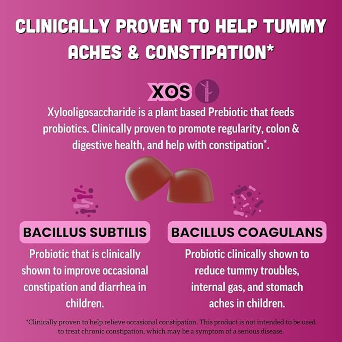 Llama Naturals Prebiotics and Probiotics for Kids, Real Fruit Gummy Vitamins, Probiotic Gummies with Prebiotic Fiber for Gut Health Support, No Sugar Added, Mixed Berry, 60 Ct (30-60 Day Supply)