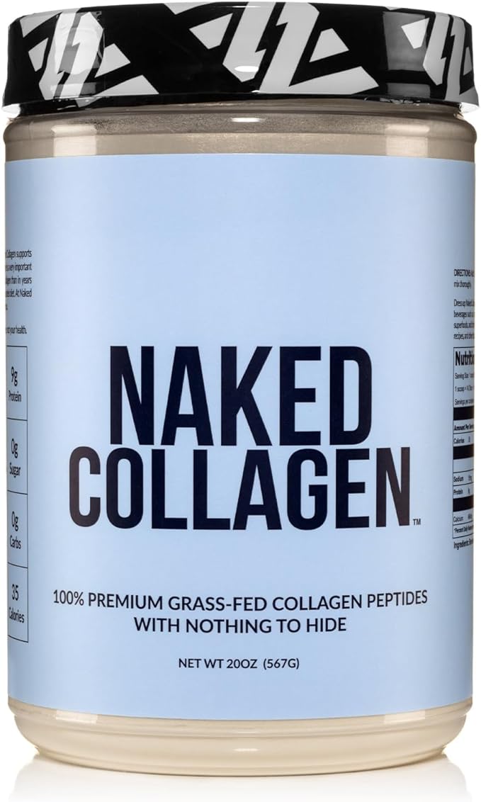 Naked Collagen Peptides Protein Powder, 60 Servings, Pasture-Raised, Unflavored Grass-Fed Hydrolyzed Collagen Supplement, Paleo Friendly, Non-GMO, Keto, Gluten Free, 20oz