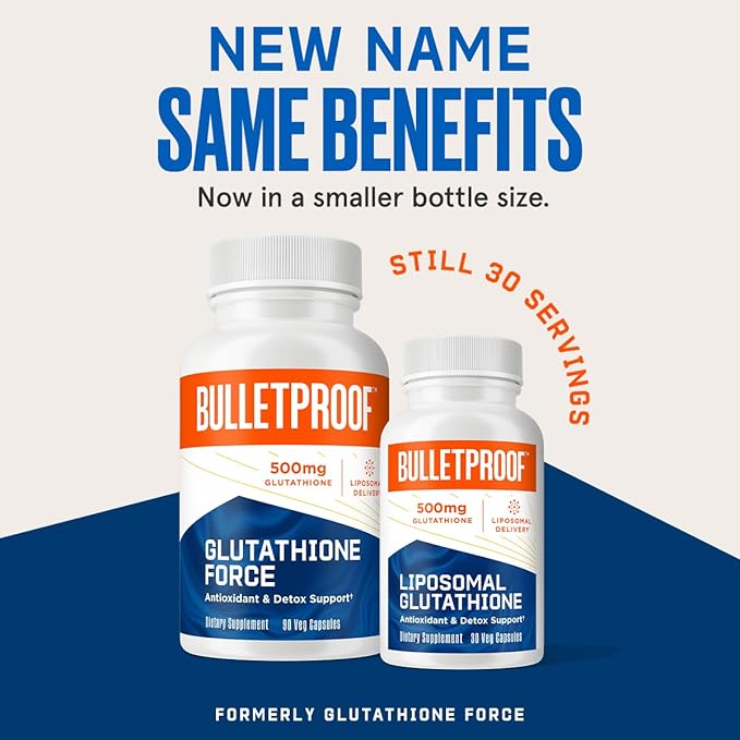 Bulletproof Liposomal Glutathione Force Antioxidant Capsules, 30 Count, Supplement for Liver Health and Immune Support, 30 Servings