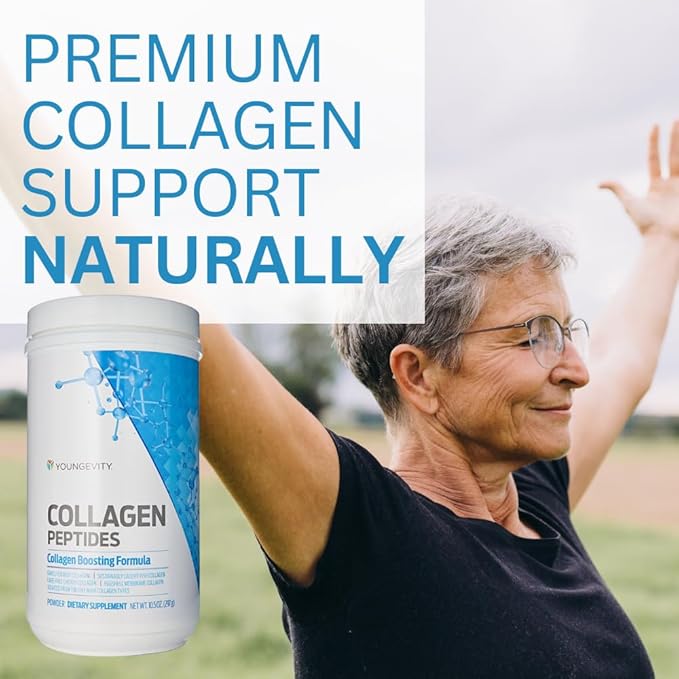 Youngevity Multi-Collagen Peptides Powder with Fulvic Powder – Hydrolyzed Grass-Fed, Marine, Chicken, & Eggshell Membrane Collagen – Hair, Skin, Nails, Joint, Bone Support – I, II, III, V, X – 11.4 oz