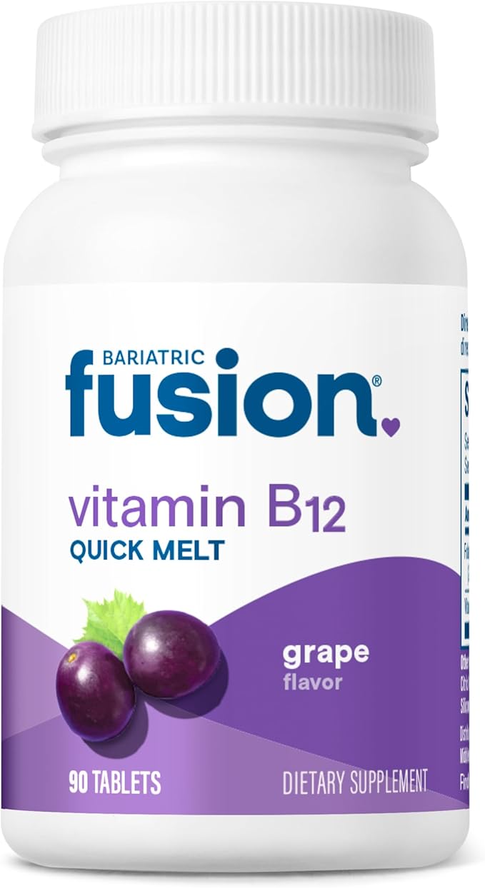 Bariatric Fusion Vitamin B12 Quick Melt | Grape Flavored Tablets | Dissolves On Your Tongue | Post Bariatric Surgery Patients | Gluten, Dairy & Soy Free | 90 Count