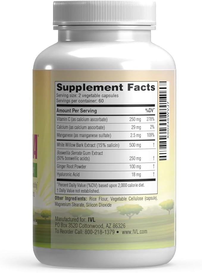 IVL OsteoHA Joint Health Formula - Joint Health Support Supplements - with Hyaluronic Acid - Flexibility, Mobility, Lifestyle - with Boswellia, Vitamin C (120 Vegetable Capsules)
